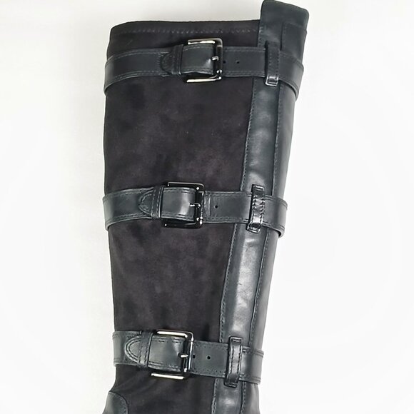 Cole Haan Black Leather & Suede Knee High Riding Boots Women's 8 17" Shaft EUC - Picture 6 of 16